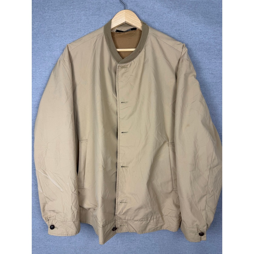 Vintage Laurenz Trupal French Bomber Jacket Tan Khaki Button Front Size 56